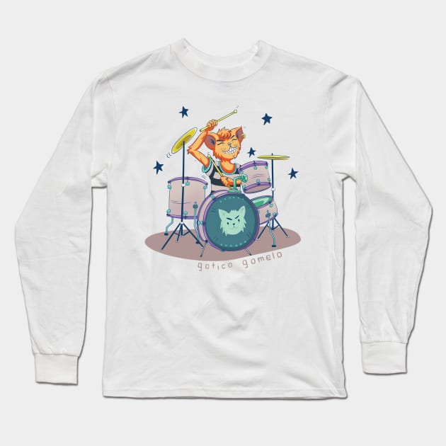 Punk rock cat Long Sleeve T-Shirt by gaticogomelo
